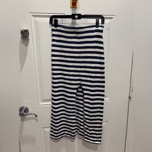 Free People Bailey 2 Piece  Set Skirt Top Terry Navy Blue White - Picture 4 of 7